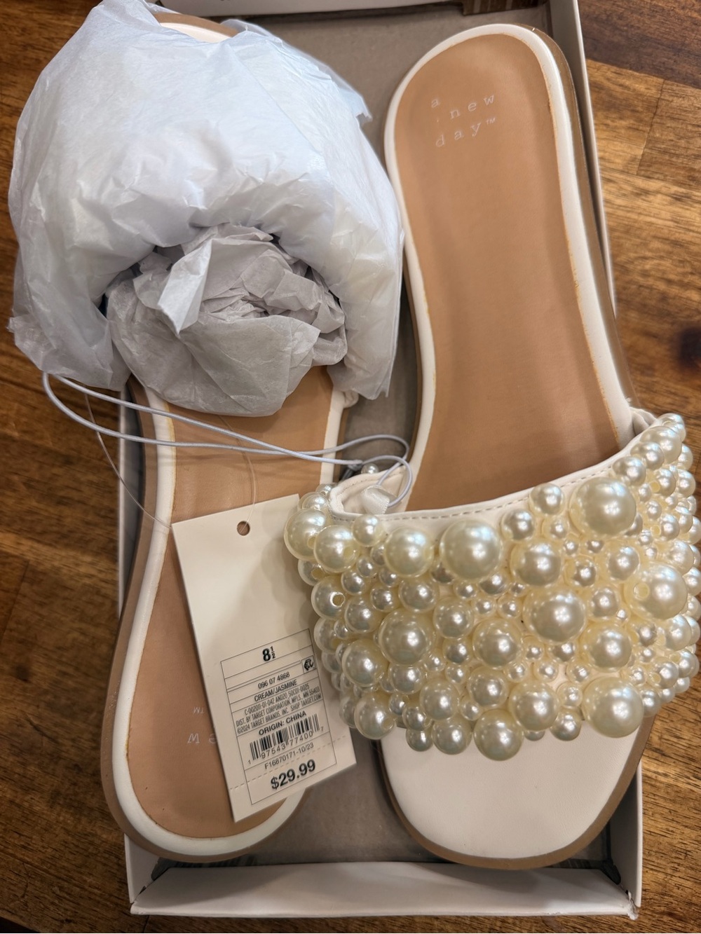 a new day Pearl-Cluster Cream Slide Mules